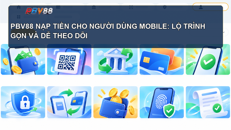 Giao diện PBV88 trên điện thoại với các mục nạp tiền rõ ràng